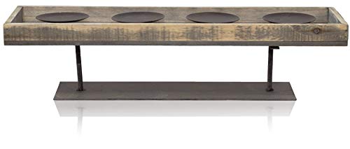 B2S BACK2SEASON Kerzenhalter mit 4 Kerzentellern für Stumpenkerzen Metall Holz Kerzenleiste Adventsgesteck eckig 1234 länglich L=55cm B2S BACK2SEASON Kerzenhalter mit 4 Kerzentellern für Stumpenkerzen Metall Holz Kerzenleiste Adventsgesteck eckig 1234 länglich L=55cm von B2S BACK2SEASON