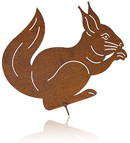 B2S BACK2SEASON Metall Eichhörnchen mit Schraube rost-Finish edel Herbst Edelrost Rostfigur Tierfigur Rostdeko Baumdekoration Herbst Made in EU (Eichhörnchen H25cm) von B2S BACK2SEASON