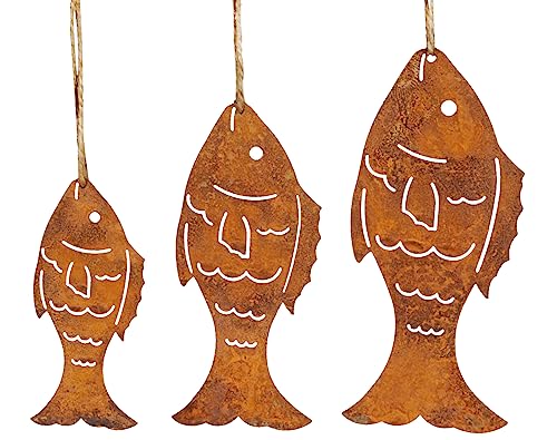 B2S BACK2SEASON Metall Fische zum Hängen Edelrost Dekoration Maritim Teich Gartendeko Made in Europa 3er Set von B2S BACK2SEASON