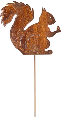 B2S BACK2SEASON Metall Stecker Eichhörnchen Edelrost Rasenstecker Gartendekoration (Eichhörnchen H60cm) von B2S BACK2SEASON