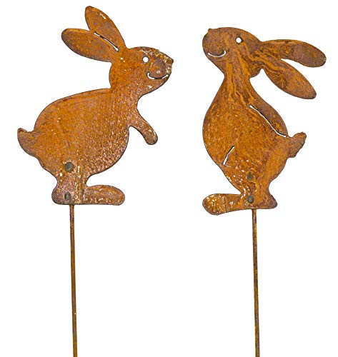 B2S BACK2SEASON Metall Stecker Hase Benni Edelrost Rostfigur Gartenstecker 2er Set H=60 cm von B2S BACK2SEASON