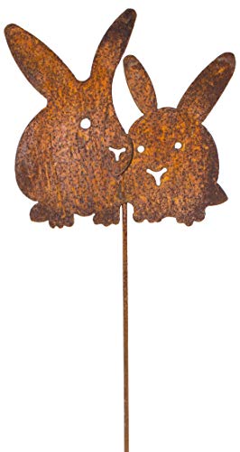 B2S BACK2SEASON Metall Stecker Hasenpaar Edelrost Rostfigur Hasen Gartenstecker H=60cm von B2S BACK2SEASON