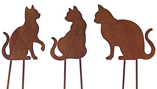 B2S BACK2SEASON Metall Stecker Katzen Rost Rasenstecker Gartenstecker Frühling (3er Set) von B2S BACK2SEASON