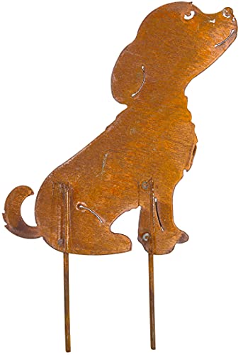 B2S BACK2SEASON Metall Stecker Welpe Edelrost Gartenstecker Rostfigur Dekoration B=30 cm von B2S BACK2SEASON
