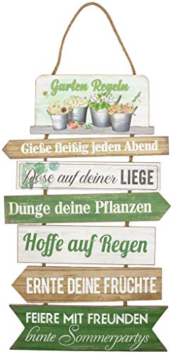 B2S BACK2SEASON Schild mit Gartenregeln zum Hängen Holz Tafel Wand-Deko H=61 cm + 13 cm Hänger von B2S BACK2SEASON