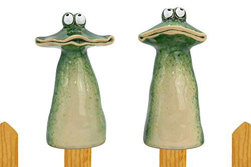 B2S BACK2SEASON Zaunfigur Frosch Keramik Zaundeko Zaunhocker H=16,5 cm 2er Set von B2S BACK2SEASON