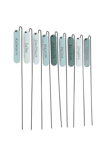 Kräuterstecker 9er Set grün türkis hängend Metall Pflanzstecker Pflanzschilder Beetstecker Höhe 30 cm, 9 Stück von B2S BACK2SEASON