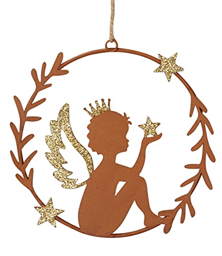 Kranz mit Engel sitzend Gold Glitzer Stern Rostoptik edel Türhänger Fensterdeko Deko Advent Weihnachten D=15 cm Kranz mit Engel sitzend Gold Glitzer Stern Rostoptik edel Türhänger Fensterdeko Deko Advent Weihnachten D=15 cm von B2S BACK2SEASON