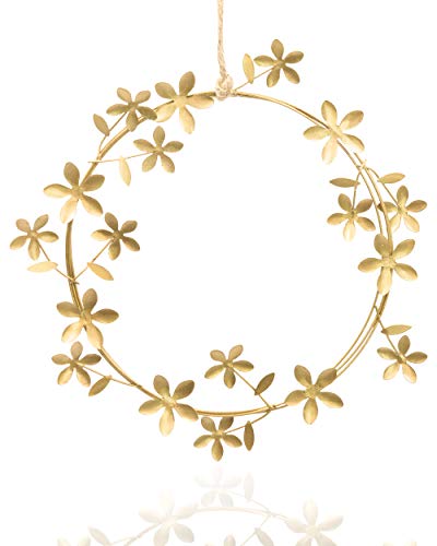 Metall Blütenkranz Gold Fensterdeko hängend Dekokranz Frühlingsdeko D=16 cm von B2S BACK2SEASON