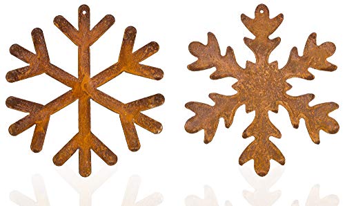 Metall Schneeflocken Rost aufhängen Advent Weihnachten Winterdeko Schnee Dekoration Deko Gartendekoration Wanddekoration Edelrostdeko antik Nostalgie braun D=20cm 2er Set (Motiv 3 (2er Set)) von B2S BACK2SEASON