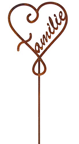 Metall Stecker Familie Herz Rost Stecken Beetstecker Liebe Edelrost Rasenstecker Eisen Gartenstecker Blumenstecker Gartendekoration (H60cm) von B2S BACK2SEASON