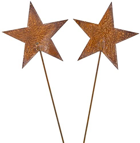 Metall Stecker Sterne zum Stecken Edelrost Weihnachtsdeko Gartenstecker H 60 cm D 19 cm 2er Set (Edelrost Stern) von B2S BACK2SEASON