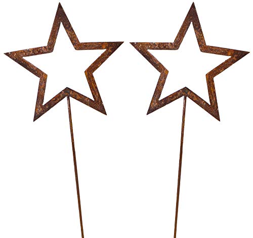 B2S BACK2SEASON Metall Stecker Sterne zum Stecken Edelrost Weihnachtsdeko Gartenstecker Made in Europa Höhe 60 cm 2 Stück (Edelrost Stern im Stern) von B2S BACK2SEASON