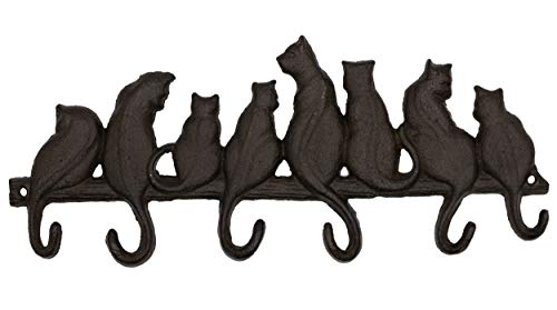 Wandhaken Garderobe mit Katzen Gusseisen Wandhalterung Kleiderhaken Haken Breite 34 cm von B2S BACK2SEASON