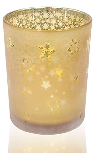 Windlicht Stern Glas Gold Kerzenhalter Teelichthalter Weihnachten Glaswindlicht Advent D=10 cm von B2S BACK2SEASON