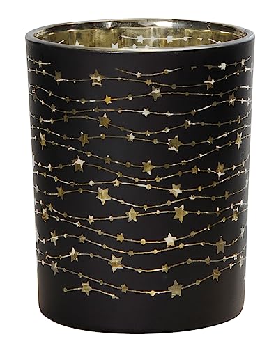 Windlicht Sterne Gold schwarz Glas Kerzenhalter Glaswindlicht H=12,5cm D=10 cm von B2S BACK2SEASON