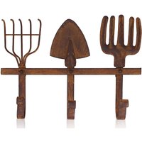 Hakenleiste Für Gartenwerkzeug Metall Edelrost Wandhaken Braun B=32 cm von B2SBACK2SEASON