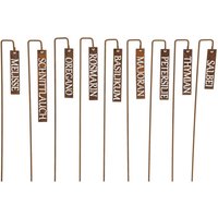 Kräuterstecker Metall 9 Stück Edelrost Pflanzstecker Pflanzschilder Beetstecker Stabil Extragroß H=50 cm 9Erset von B2SBACK2SEASON