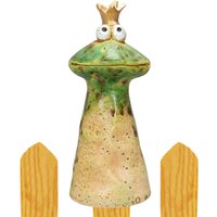 Zaunfigur Froschkönig Mit Krone Zaundeko Zaunhocker Grün Gold H=18 cm von B2SBACK2SEASON