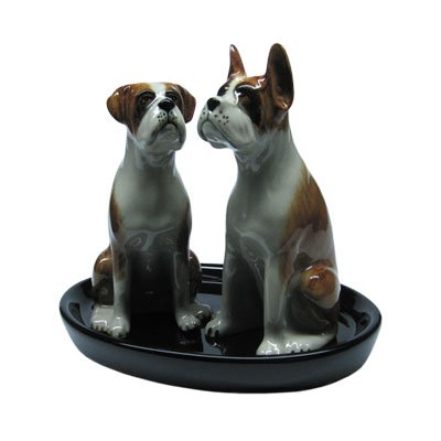 B2SEE LTD Boxer Dog Salt and Pepper Shaker Figurine Ceramic Gift Breakfast Table Set von B2SEE LTD
