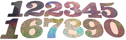B2SEE Sticker-Zahlen Glitzer-Aufkleber groß Glitzer-Klebe-Zahlen selbstklebend groß Sticker Zahlen zum auf-kleben (Silber) von B2SEE