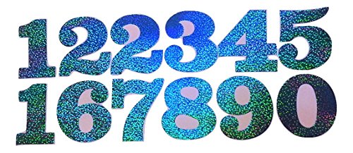 B2SEE Sticker Zahlen Glitzer Aufkleber groß Glitzer-Klebe-Zahlen selbstklebend groß Sticker Zahlen zum auf-kleben (hellblau) von B2SEE