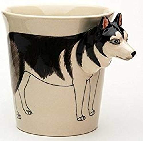 Husky Hund-e Tasse 3d Tier Tasse-3d mit Hund-emotiv Hunde-kopf-bild 14 x 15 x 10 cm von B2SEE
