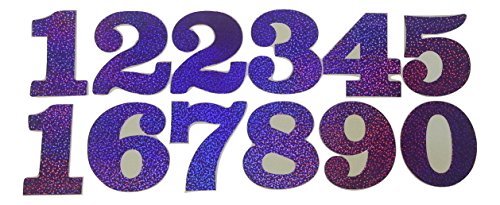B2SEE Sticker Zahlen Glitzer Aufkleber groß Glitzer-Klebe-Zahlen selbstklebend groß Sticker Zahlen zum auf-kleben (lila) von B2SEE