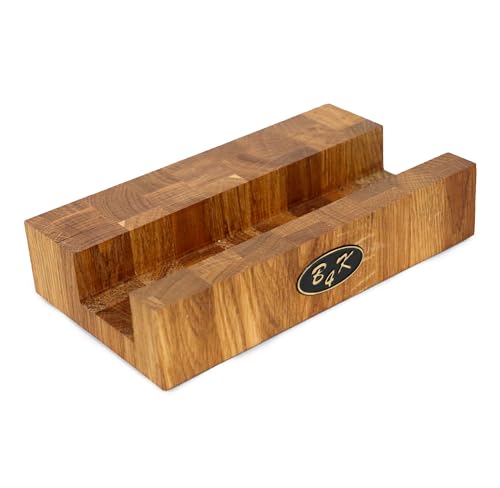 B4K® Hackbrettständer aus Eiche – Stabiler Schneidebretthalter für Holzbrett & Hackblock (4,3 cm dick) | Rutschfest & langlebig von B4K