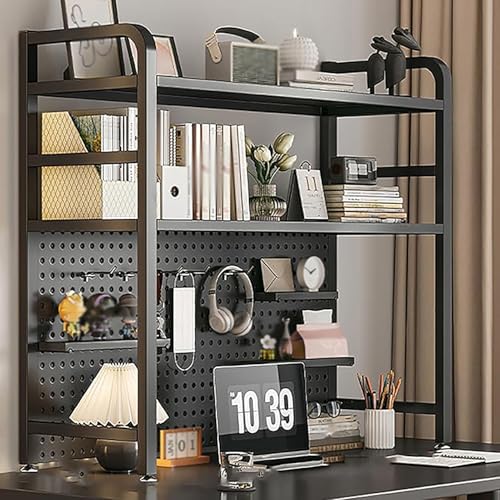 BAAFCL Schreibtisch Aufbewahrungsregal Desktop Organizer Metall: Regal Tisch Organizer Mehrzweck Arbeitsplatte Aufbewahrungsregal für Zuhause Bücherregal Organizer (Schwarz, D: 115/20/98) von BAAFCL