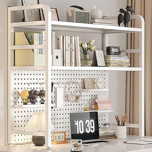 BAAFCL Schreibtisch Aufbewahrungsregal Desktop Organizer Metall: Regal Tisch Organizer Mehrzweck Arbeitsplatte Aufbewahrungsregal für Zuhause Bücherregal Organizer (Weiß, C: 95/20/98) von BAAFCL