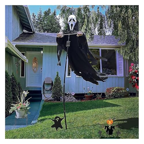 BAAFCL Scream Scarecrow Screaming Ghost Halloween: Ghost of Death Ghostface Vogelscheuche Flying Scarecrow Halloween Dekoration Outdoor Garten Veranda Hof von BAAFCL
