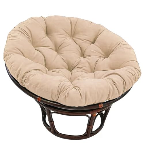 Papasansessel Kissen, Polster Bodenkissen für Schwenksessel, Rund Papasan Sessel Polyrattan Sessel Durchmesser 100 cm und Kissenstärke 10cm für Indoor Outdoor Dekokissen ( Color : Khaki , Size : 100*1 von BAAFCL