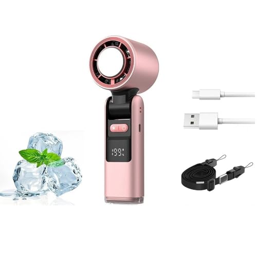 BAAQII USB-wiederaufladbarer Mini-Hand-Turbo-Ventilator, tragbar, faltbar, für den Schreibtisch, Taschenventilator, Kühler, Hochgeschwindigkeitskühlung, für den Außenbereich (Rosa von BAAQII