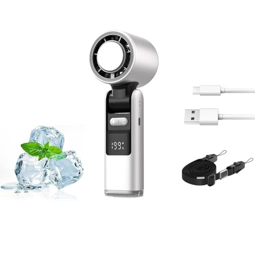 BAAQII USB-wiederaufladbarer Mini-Hand-Turbo-Ventilator, tragbar, zusammenklappbar, für den Schreibtisch, Taschenventilator, Kühler, Hochgeschwindigkeitskühlung für den Außenbereich von BAAQII