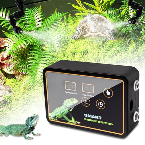 Reptile Smart Misting System Automatische Mister Fogger Intelligentes Sprühsystem mit 2 Sprühdüsen 360° Haken/Saugnapf Installieren Zeitgesteuertes Spray für Tank Eidechse, Schlange, Schildkröte, Reptile Smart Misting System Automatische Mister Fogger Intelligentes Sprühsystem mit 2 Sprühdüsen 360° Haken/Saugnapf Installieren Zeitgesteuertes Spray für Tank Eidechse, Schlange, Schildkröte, von BAAQII