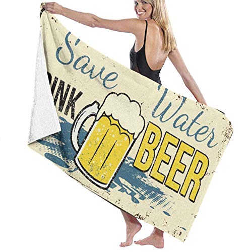 BAAROO Große Mikrofaser-Badetuch-Decke, lustiges Save Water Drink Beer Vintage rostiges Metallschild, Badetuch, Strandtuch für Familienhotel, T 130 cm x 80 cm BAAROO Große Mikrofaser-Badetuch-Decke, lustiges Save Water Drink Beer Vintage rostiges Metallschild, Badetuch, Strandtuch für Familienhotel, T 130 cm x 80 cm von BAAROO