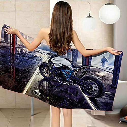 BAAROO Große Strandtücher, Mikrofaser, Strandtuch, große Badetücher, weißes Motorrad für Erwachsene, schnell trocknend, super saugfähig, ultra-komp, 130 cm x 80 cm BAAROO Große Strandtücher, Mikrofaser, Strandtuch, große Badetücher, weißes Motorrad für Erwachsene, schnell trocknend, super saugfähig, ultra-komp, 130 cm x 80 cm von BAAROO