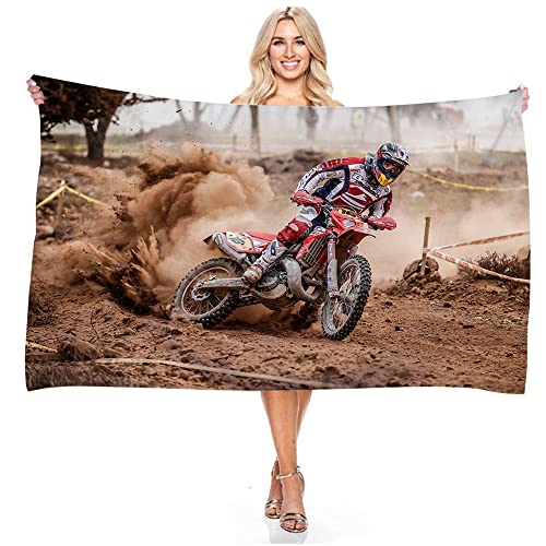 BAAROO Motorrad Strandtuch Groß Motocross Motorrad Badetuch für Erwachsene Kinder Mikrofaser Handtücher Set 130CM X 80CM von BAAROO