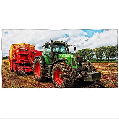 Traktor-Strandtuch – XXL xcm für Kinder, Pool-Handtuch, Kinder-Badetuch, ultraweich, super saugfähig, Strand-Sauna, 130 cm x 80 cm von BAAROO