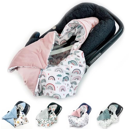 BABEES© Wattierte Velvet Winter Einschlagdecke mit Füllung für Babyschale Autositz, Universal,Baby Decke mit Klettverschluss für Kinderwagen Babytragen Babybett von BABEES