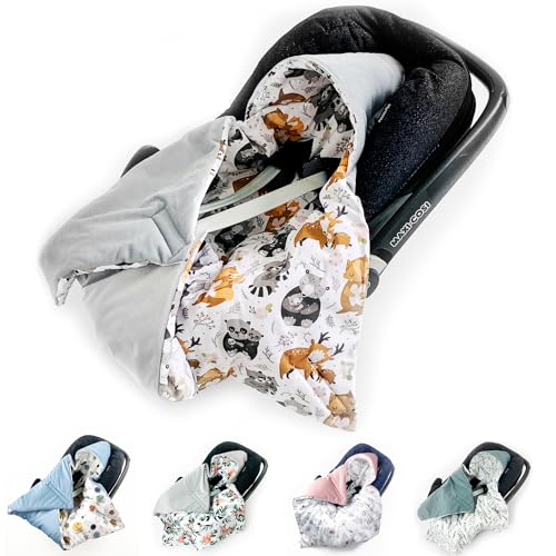 BABEES© Wattierte Velvet Winter Einschlagdecke mit Füllung für Babyschale Autositz, Universal,Baby Decke mit Klettverschluss für Kinderwagen Babytragen Babybett von BABEES