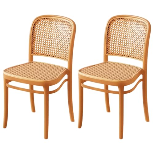 2er Set Esszimmerstühle, Klappbare Esszimmerstühle in Rattanoptik, Mit Rückenlehne 105° Schwenkbar, für Schlafzimmer(Orange) von BABKNMNFZT