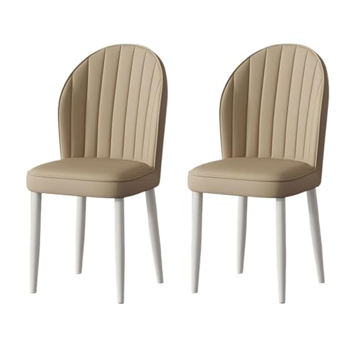 Moderne Esszimmerstühle 2er Set PU Leder Stuhl Ohne Armlehnen, Familienstuhl mit Hoher Rückenlehne und Polsterung für Restaurants(Beige) von BABKNMNFZT