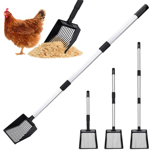 BABORUI Metall-Hühnerkotschaufel, dehnbare Streuschaufel für Huhn (53,3 bis 100,9 cm), abnehmbare Edelstahl-Reinigungswerkzeuge, robuste Kotschaufel für Hühnerstall-Zubehör von BABORUI