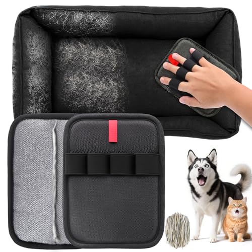 BABORUI Tierhaarentfernungshandschuh, 2 Stück, elektrostatische Handschuhe, Tierhaarentferner-Handschuh, Fusselrollen in Streifen, Katzen- und Hundehaarentferner-Werkzeug für Möbel, Auto, Couch von BABORUI