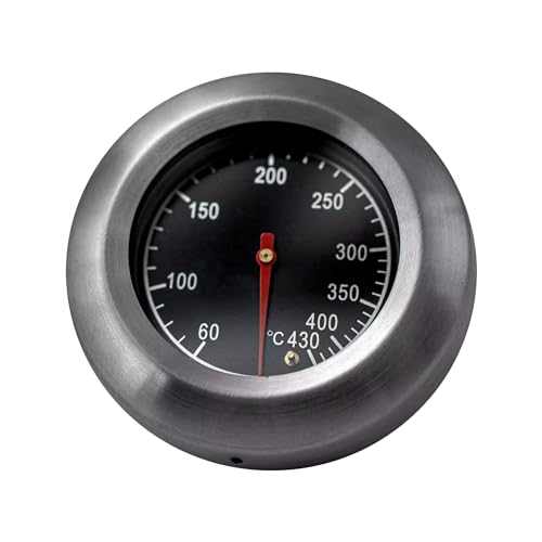 BABOSSA® Edelstahl Grillthermometer mit Glasabdeckung - 60-430℃ | Für alle Grills, Smoker und Pizzahauben | Einfache Installation | Temperaturbeständig | Röstthermometer von BABOSSA