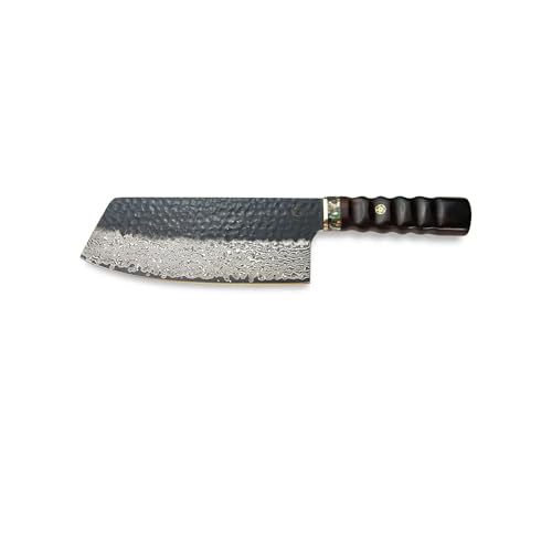 BABOSSA Heritage Chai Dao mit 18,8 cm Klinge aus 67 Lagen Damaststahl mit VG-10 Stahlkern | Profi Chai Dao mit Griff aus mit Griff aus Wüsteneisenholz von BABOSSA