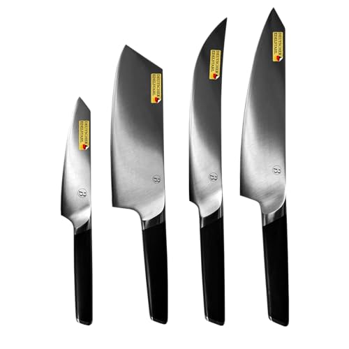 BABOSSA® Original Messerset | Küchenmesser Set 4-tlg 3 lagiger Spezial-Messerstahl (440C Kernstahl) | Ultra scharfes Messer Set mit Chefmesser, Allzweckmesser, Nakiri, Fleischmesser von BABOSSA