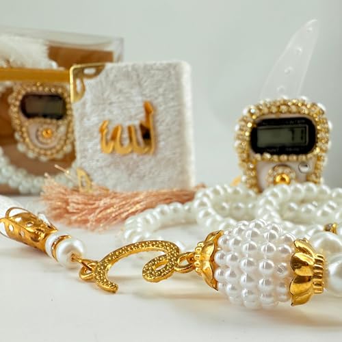 6 Stück Zikirmatik und Tasbih Set, Islamische Geschenke (White) von BABY SHOWER CHOCOLATE